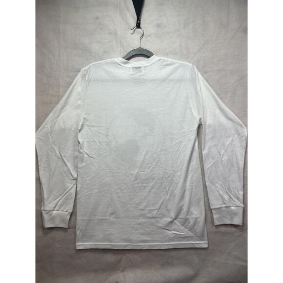 Melrose Place Shirt Men's Small White Long Sleeve Planet Earth Grid Graphic Tee - Picture 7 of 11